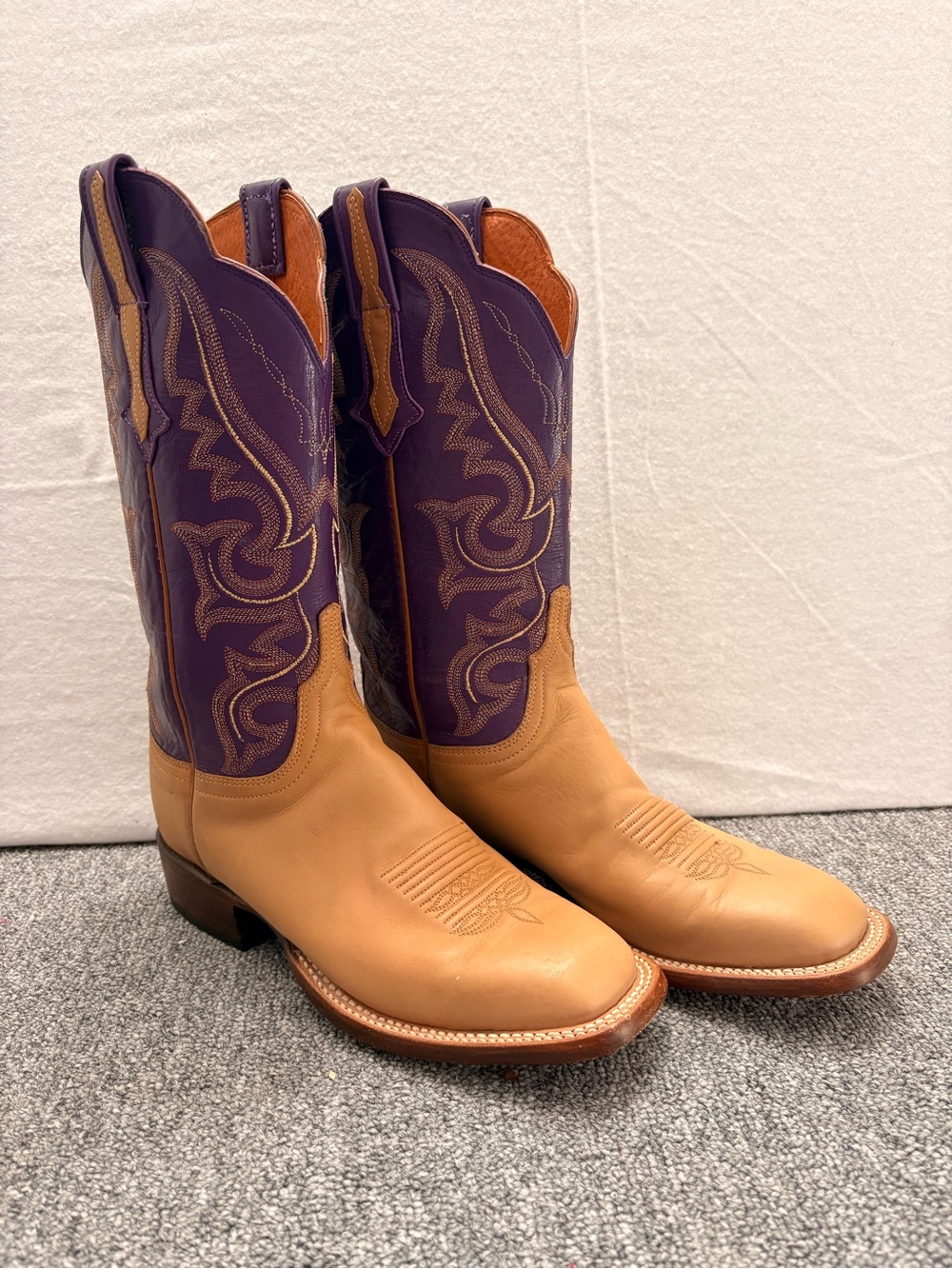Lucchese Classic Two Tone Purple Tan Western Cowboy Boots 8B CL2537